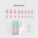 BTArtbox Press On Nails Almond - Pastel Baby Pink Short Press On Nails with Glue for Women, Opaque Soft Gel Glue On Nails in 16 Sizes - 32 Stick On Nails Kit, Bounce Kiss