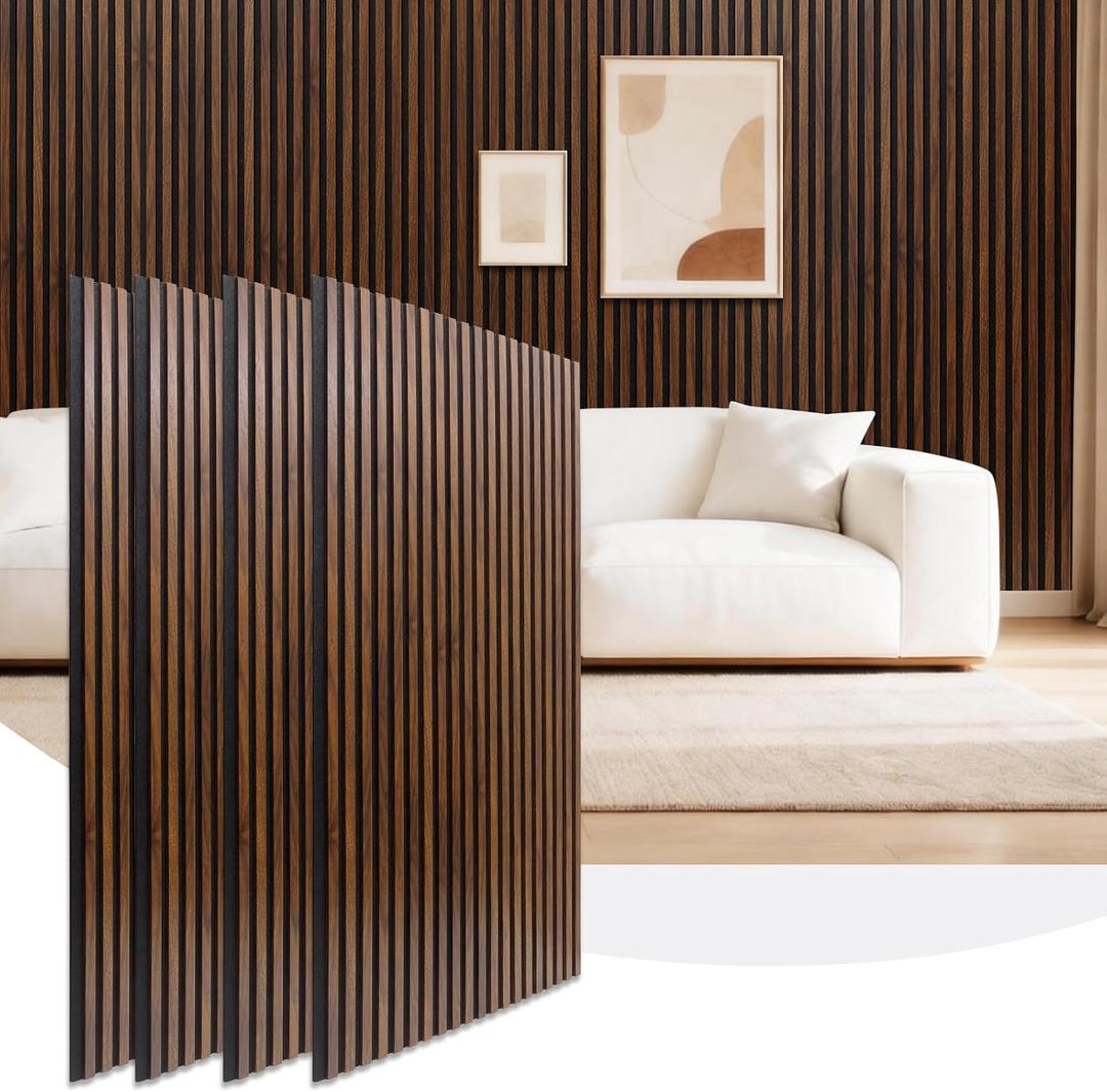 NeatiEase 4Pcs Acoustic Wood Panels for Wall, 48"x24" Wood Slat Wall Panel