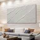 Tarfupth Large Abstract Canvas Wall Art for Living Room White Minimalist Textured Painting Hand-Painted Modern Neutral Artwork for Bedroom Office Decor 29"x58"