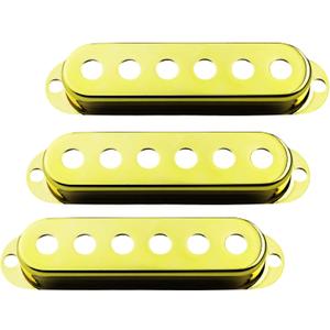 Guyker 3Pcs Single Coil Guitar Pickup Covers (52mm Pole Spacing), Copper Pickup Mounting Ring Set Guitar Accessories Replacement Part, (PS001, Gold)