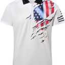 Funny Hawaiian Shirt for Men 4th of July American Flag Casual Summer Shirt for Men Short Sleeve Button Shirt, M