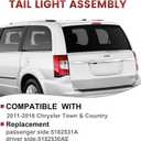 Tail Lights Assembly Compatible with 2011-2016 Chrysler Town and Country,Left Driver Side Rear Light Taillights Replacement # 5182531AE