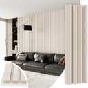 Wood Slat Acoustic Panels, 4 Pack 94" x 8"(21ft) Wood Wall Panels, Soundproof Wood Slat Panel, 3D Fluted Sound Absorbing Paneling for Wall Decor, Living Room, Bedroom, White Oak
