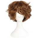 Mens Brown Wig Male Short Fluffy Brown Wig Curly Layered Heat Resistant Synthetic Hair Replacement