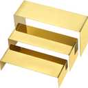 Hedume Set of 3 Shoe Handbag Display Stand, Gold Stainless Steel Purse Display Risers, Countertop Risers for Perfume Handbag Shoe Jewelry Holder
