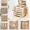 AKOZLIN 6-Tier Jewelry Box Organizer Functional Leather Jewelry Storage Case for Women Girls Ring Necklace Earring Bracelet Holder Organizer with Mirror Champagne, Regular
