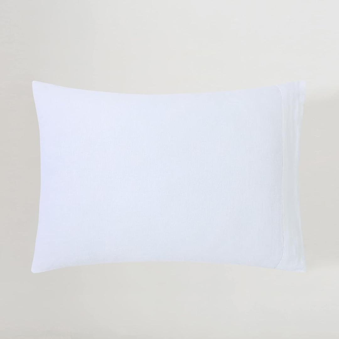 SIJO Premium Stone Washed 100% French Linen Pillowcases, 2-Pack, Small Batch Sourced from Normandy, Breathable and Durable (Snow, Queen)