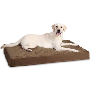 Orthopedic XL Dog Beds Large Sized Waterproof with Removable Washable Cover and Non-Slip Bottom, Quilting Dog Bed for Crate, 41x27 Inch, Brown