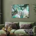 Emerald Green Gold Canvas Wall art Modern Abstract Fluid Marble Geometric Luxury Painting Picture Wall Decor Poster Print Artwork for Living Room Bedroom Bathroom Dining Room Home Decoration