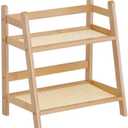Heoclao Bamboo Double Layer Rack, Double Countertop Hutch Bookshelf, Stand Utility Storage Shelf, Shelf Flower Pot, Seasoning Storage Rack