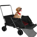 REDCAMP Folding Dog Wagon Cart with Extendable Rear End Heavy Duty, 220L Large Collapsible Utility Cart Dog Stroller with Tailgate for Sports Shopping Pet, Black
