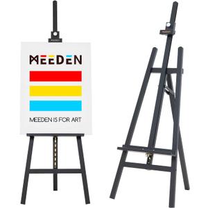 MEEDEN Heavy Duty Easel Black: Wood Art Easel for Painting and Display, Adjustable Angle and Height 57" to 76" H, Holds Canvas up to 43",Holds 22 lbs