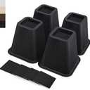 ANNKUT 6 Inch Heavy Duty Bed Risers, Furniture Risers for Desk, Chair, Table or Sofa, Couch Lift Risers, Supports up to 2200 lbs per Leg(4 Pack Black)