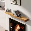 BoscoMondo Solid Wood Fireplace Mantel Shelf, Floating Mantle for Living Room, Farmhouse Rustic Wood Mantel, Easy Wall Mount with Heavy-Duty Metal Bracket (60", Oak)