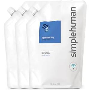 simplehuman Spring Water Moisturizing Liquid Hand Soap Refill Pouch, 34 Fl. Oz. (Pack of 3)