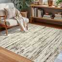 Modern Abstract Small Area Rug Indoor 3x5 Washable Rug Non-Slip Soft Entryway Rug Beige Kitchen Mats Thin Print Faux Wool Floor Carpet Throw Rugs for Entrance Bedroom Office Home Decor (Beige White Grey Brown)