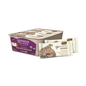Gomacro, Macrobars Power Peanut Butter Chocolate Chip Organic, 12 Count, 2.4 Ounce (EXP 03/28/27)