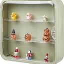 DICOSMETIC 3-Tier Figure Display Case Green Wall Hanging Display Box Wall Mounted Plastic Display Boxes 29.5x8x30cm Doll Storage Box Clear Display Case with Door for Minifigure Anime Artifact Display