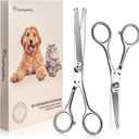 Freshly Bailey Pet Grooming Scissors Set with Round Tips for Dogs & Cats - Professional Grade Shears Safely Cut Through Dog or Cat Hair - Fur Trimming Made Easy - (Set of 2)