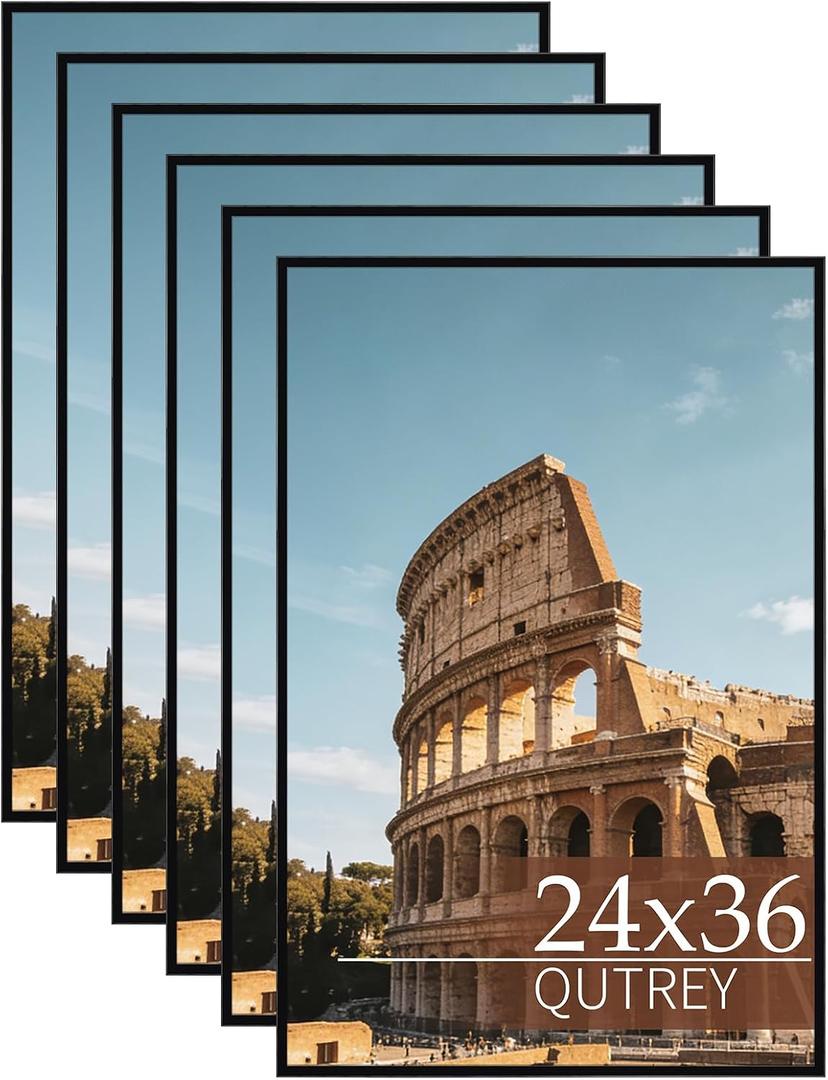 QUTREY 24x36 Poster Frames 3 Packs, Black Frames 24x36 for Wall Gallery, Display 24 by 36 Posters, Photos & Art Prints Vertically or Horizontally