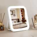 Vanity Mirror with Lights, 10"8" Makeup Mirror with lights, 1500mAH Battery, Smart Touch with 3-Color Lighting, Dimmable, 360 Rotation, HD Desk Mirror, Women Gift, Travel Essentials (White)