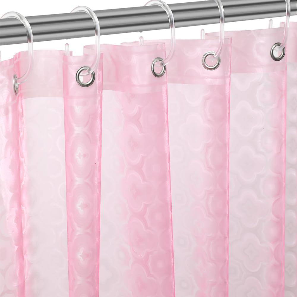EVA 3D Pink/Magenta Flower Plastic Shower Curtain Liner - Premium Light Weight 72" x 72" Bathroom Shower Showroom Curtain Liner with Rustproof Metal Gromments and Weighted Magnet