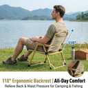 Folding Camping Chair, Outdoor Chair with Wooden Armrests,Folding Chair for Camping, Hiking, Beach, Picnic, Indoor Use（Seat Height: 11.6 in）