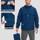 baleaf Men's Rain Jacket Water Resistant Hiking Windbreaker Packable Running Golf Gear Hood Raincoat Reflective (Navy Blue)