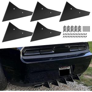 Rear Diffuser 5 Fins Set for Dodge Challenger SXT SRT RT Hellcat 2009-2014, Black Rear Bumper Lip Diffuser Shark Fins