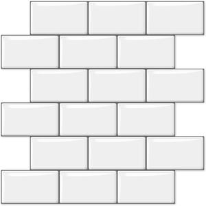 10 Sheets Thicker Design Peel and Stick Backsplash, 12"x12" Peel and Stick Wall Tiles, Subway Look Marble Tiles Backsplash for Kitchen and Bathroom, White