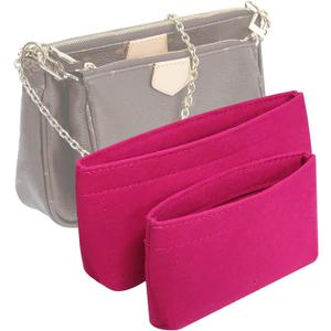 Vercord Felt Purse Organizer Insert Pochette Handbag Insert Bag in Bag for Multi Pochette Accessories Add Zipper Pocket Rose