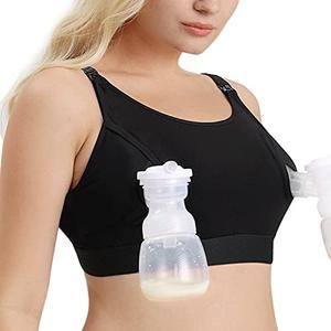 Momcozy Hands Free Pumping & Nursing Bra, Adjustable Cotton Breast Pump Bra | Hands-Free Pump Hold, One-Step Nursing Clasp, Keeps Flanges Secure, 2 Nursing Pads Included 2XL