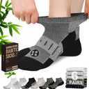 Nonlut Diabetic Socks for Men,6 Pairs Low Cut Neuropathy Mens Diabetic Socks(Grey+White+Grey+Yellowish Cyan+Black+Beige-Medium)