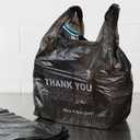 Plastic Bag-Black Plain T-Shirt Bag 11.5"x6.5"x21.5" (Black Thank You, 300)