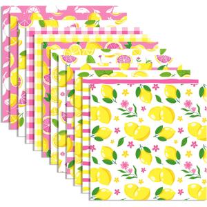 24 Sheets Lemon Scrapbook Paper 11.8 x 11.8 Inch Lemonade Pattern Paper Double-Sided Yellow Pink Lemonade Theme Craft Papers for Craft Card Making, Photo Album Background, 12 Unique Designs