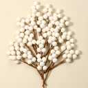 360 Pieces Artificial Holly Berries Christmas Winter Fake Berries Bunch Faux Cranberries Bunch on 60 Stems for Table Centerpiece (White) (Glossy)
