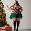 WiliW Christmas Pantyhose for Women Plus Size, Christmas Patterned Tights, High Waist Control Top Sheer Pantyhose