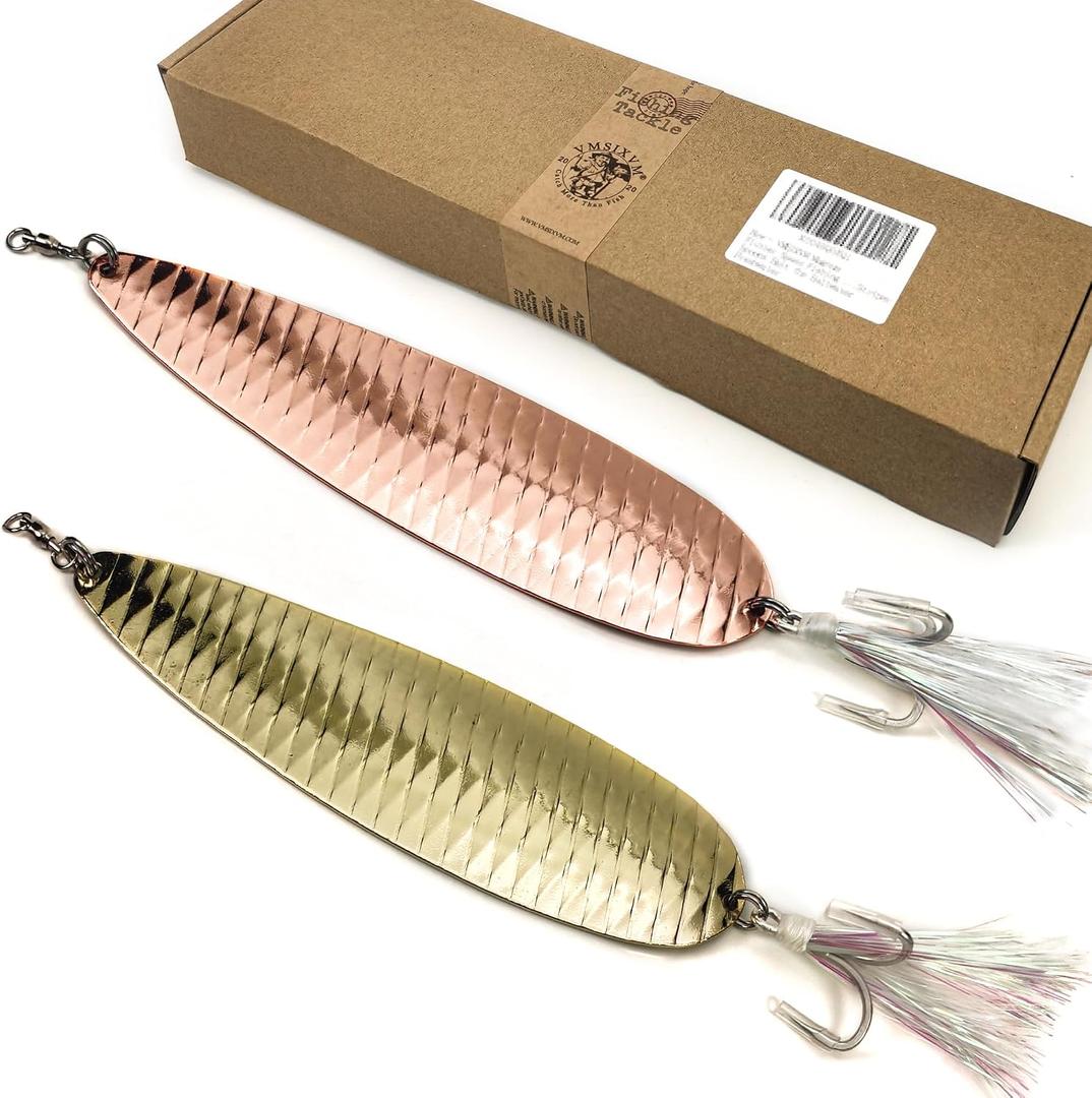 Magnum Flutter Spoon Jigging Lures, 7.5 Inch Large Hard Metal Trolling Casting Striper Sinking Fishing Spoon Baits for Striped Bass, Salmon, Walleye, Saltwater, Freshwater, Deep Sea Fishing