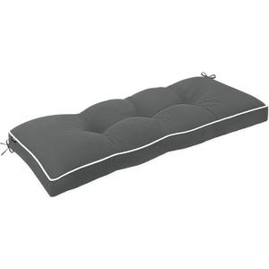 Favoyard Outdoor Bench Cushion 48 x 16 Inch Water-Resistant & 3-Year Fade Resistant Patio Furniture Cushions Tufted Garden Seat Pads for Indoor/Outdoor Porch Sofa Settee Couch with Ties, Dark Grey