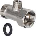 Bidet T Adapter, 7/8 x 7/8 x 3/8 T Valve Adapter for Bidet, 3 Way Tee Connector Valve for Toilet, Brass