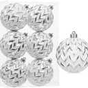Briful 80mm/3.5" Rustic Christmas Ball Ornaments 6PCS White and Silver Textured Vintage Xmas Balls Decorative Baubles for Christmas Tree Wreath Garland Holiday Farmhouse Home Decor