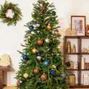 DN DECONATION Brown Glass Christmas Ornaments, Flocked Velvet Hanging Ornament Ball with Assorted Sizes & Designs, Vintage Xmas Tree Home Party Decor (9PCS) (Set of 9)