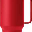 YETI Rambler Tumbler with Handle and Straw Lid, Travel Mug Water Tumbler, Vacuum Insulated Cup with Handle, Stainless Steel, Firefly Yellow And Red, 2PCS, 35oz