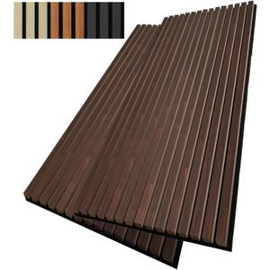 Wood Slat Wall Panel, 48'' x 24'' Wood Panels for Wall, 3D Soundproof Wall Panels, Large Acoustic Panels for Interior Ceiling and Wall Decor Noise Reduction, 2 Pack, Walnut