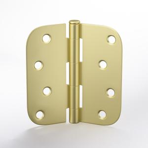 goldenwarm 3 Pack Satin Brass Residential Heavy Duty Iron Door Hinges, 4 Inch x 4 Inch Interior and Exterior Gold Door Hinges with 5/8" Radius Corners
