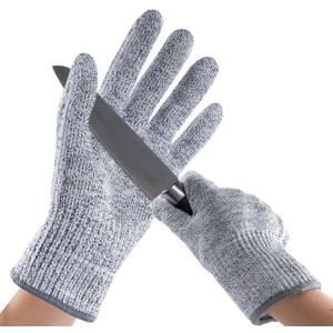 ANDANDA Cut Resistant Gloves, Food Grade Safety Kitchen Cuts Work Gloves for Oyster Shucking, Grey 12 Pairs (X-Large)