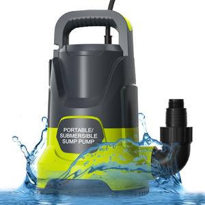 Portable Sump Pump 1 HP Submersible Water Draining Pump 4500 GPH Clean/Dirty Electric Water Transfer Pumps with Adapters for Pool Basement Garden Spa Hot Tub Pond Flood Yard Water Tank