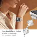 Clover Thin Band for Women Compatible for Apple Watch Bands 38mm 40mm 41mm 42mm 44mm 45mm 46mm 49mm Adjustable Dressy Metal Bracelet Strap for iWatch Series 11 10 9 8 7 6 5 4 3 2 1 SE Ultra