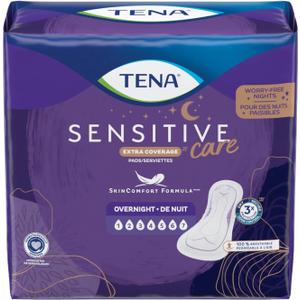 TENA Sensitive Overnight Dry-Fast Core Adult Female Bladder Control Pads, 16 Inch, 28 Count, 3 Packs, 84 Total
