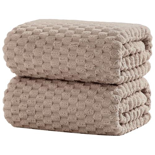 NALIVO Extra Large Bath Towel Sheet-40x80 Inches Oversized,Super Soft,Quick Dry,Microfiber Shower Towels Highly Absorbent,Plush Bathroom Towels for Adults, Premium Quality (Beige, 2PCS)